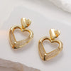 Wholesale Mesh Bag Rhinestone Hollow Heart Shaped Metal Gold Plated Earrings For Women
