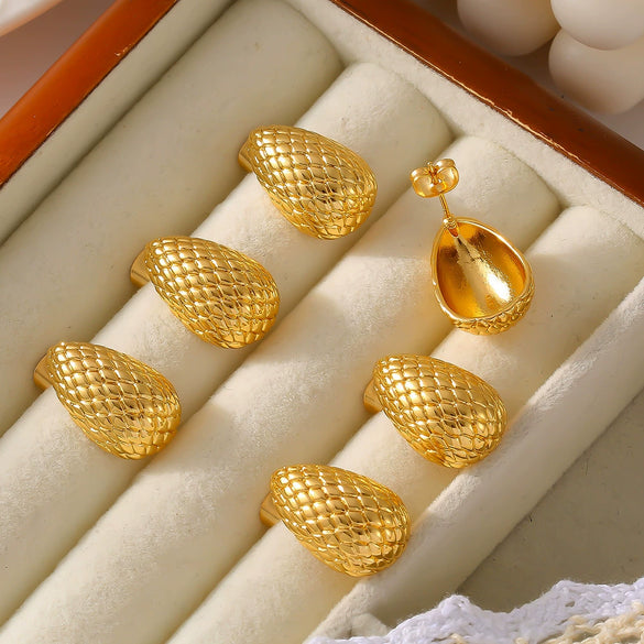 Wholesale Mesh Earrings Copper 18K Gold Plated Drop Shape Geometric Niche Style