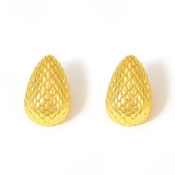 Wholesale Mesh Earrings Copper 18K Gold Plated Drop Shape Geometric Niche Style