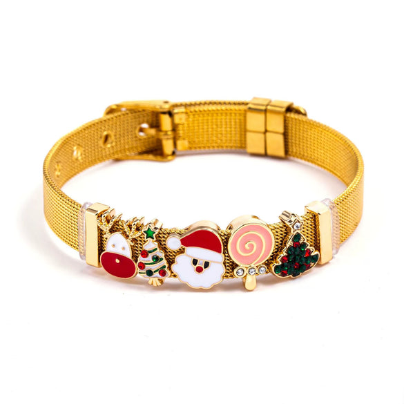 Wholesale Metal Adjustable Christmas Bracelet With Drop Shape Design And Seiko Craftsmanship For Unisex