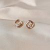 Wholesale Metal Alloy Cat's Eye Earrings With Geometric Pattern Retro Exaggerated Style For Women