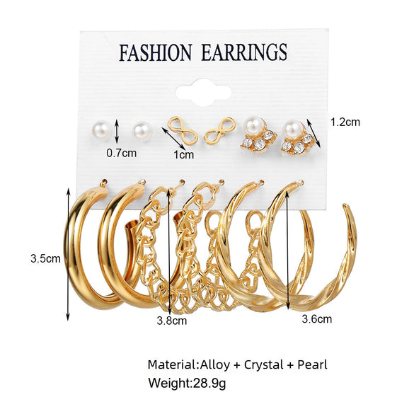 Wholesale Metal Alloy Circle Chain Earring Set With Love Pin And Butterfly Designs