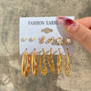 Wholesale Metal Alloy Circle Chain Earring Set With Love Pin And Butterfly Designs