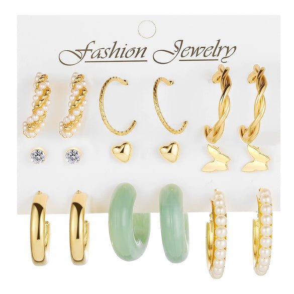 Wholesale Metal Alloy Circle Chain Earring Set With Love Pin And Butterfly Designs