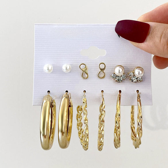 Wholesale Metal Alloy Circle Chain Earring Set With Love Pin And Butterfly Designs