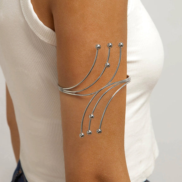 Wholesale Metal Alloy Flower Geometric Open Arm Bracelet Punk Style Niche For Women