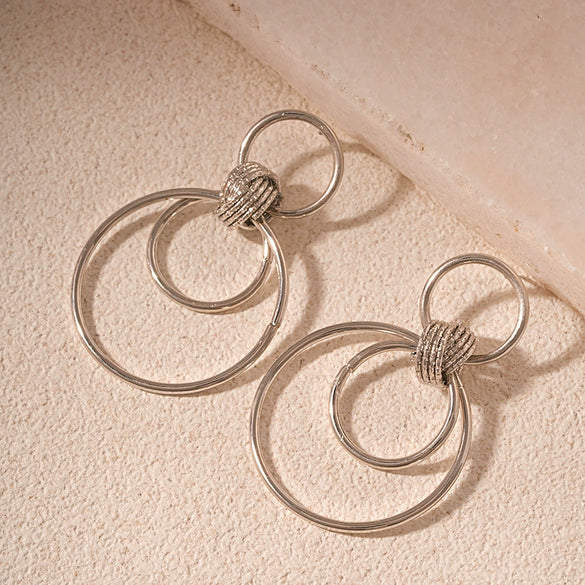 Wholesale Metal Alloy Flower Tassel Earrings With Electroplating Exaggerated And Fashionable For Women