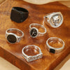 Wholesale Metal Alloy Geometric Skull Head Ring Set With Electroplating For Women
