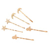 Wholesale Metal Alloy Goldplated Star Moon Frosted Hairpin Clip For Women Hair Accessories