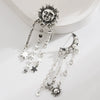 Wholesale Metal Alloy Retro Geometric Long Stud Earrings With Sunflower Moon Design Electroplated For Women