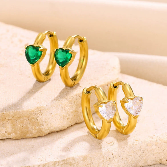 Wholesale Metal And Zircon Earrings Geometric Style Fivepointed Star Round Heartshaped Water Drop Electroplated For Women