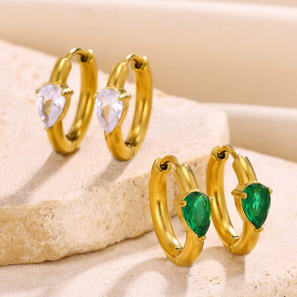 Wholesale Metal And Zircon Earrings Geometric Style Fivepointed Star Round Heartshaped Water Drop Electroplated For Women