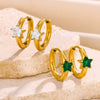 Wholesale Metal And Zircon Earrings Geometric Style Fivepointed Star Round Heartshaped Water Drop Electroplated For Women