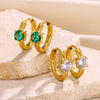 Wholesale Metal And Zircon Earrings Geometric Style Fivepointed Star Round Heartshaped Water Drop Electroplated For Women
