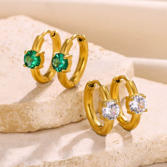 Wholesale Metal And Zircon Earrings Geometric Style Fivepointed Star Round Heartshaped Water Drop Electroplated For Women
