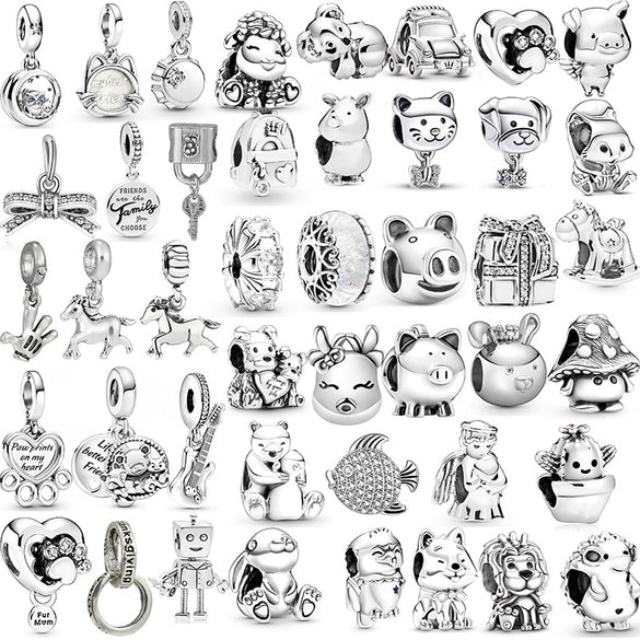 Wholesale Metal Animal Series Cactus Hedgehog Unicorn Beaded Pendant And Bracelet With Totem Pattern And Electroplating Treatment