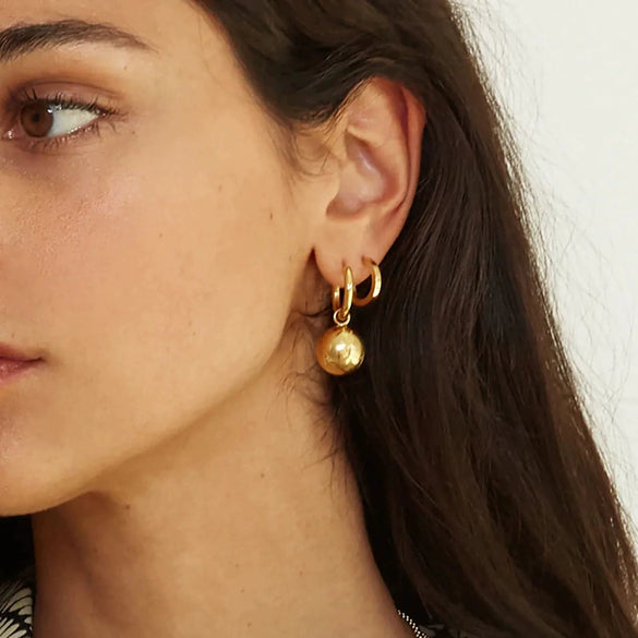 Wholesale Metal Ball Pendant Earrings Stainless Steel Geometric Light Luxury Style Electroplated For Women