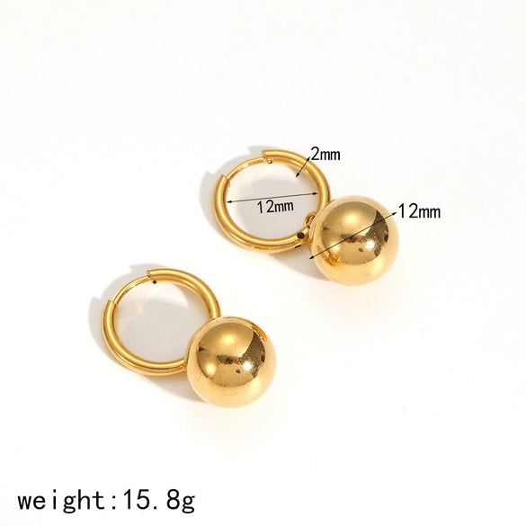 Wholesale Metal Ball Pendant Earrings Stainless Steel Geometric Light Luxury Style Electroplated For Women