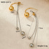 Wholesale Metal Ball Tassel Earrings Stainless Steel 18K Gold Electroplated Geometric Style Women's Ear Jewelry
