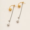 Wholesale Metal Ball Tassel Earrings Stainless Steel 18K Gold Electroplated Geometric Style Women's Ear Jewelry