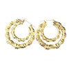 Wholesale Metal Bamboo Big Circle Geometric Hiphop Style Electroplated Unisex Earrings