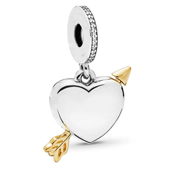 Wholesale Metal Beaded Bracelet With Hollow Love Shape And Rainbow Pendant Featuring Totem Pattern And Electroplating Treatment