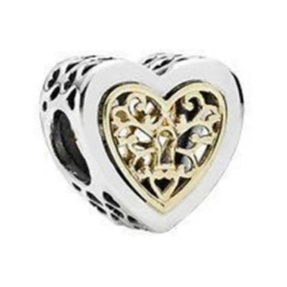 Wholesale Metal Beaded Bracelet With Hollow Love Shape And Rainbow Pendant Featuring Totem Pattern And Electroplating Treatment