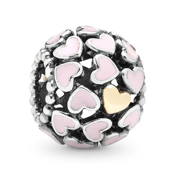 Wholesale Metal Beaded Bracelet With Pink Love Point Diamond Electroplated Totem Pattern Original Design