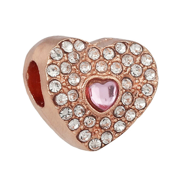 Wholesale Metal Beaded Jewelry With Totem Pattern And Electroplating Treatment Rose Gold Beads And Diamondembedded For Bracelet And Necklace Accessories
