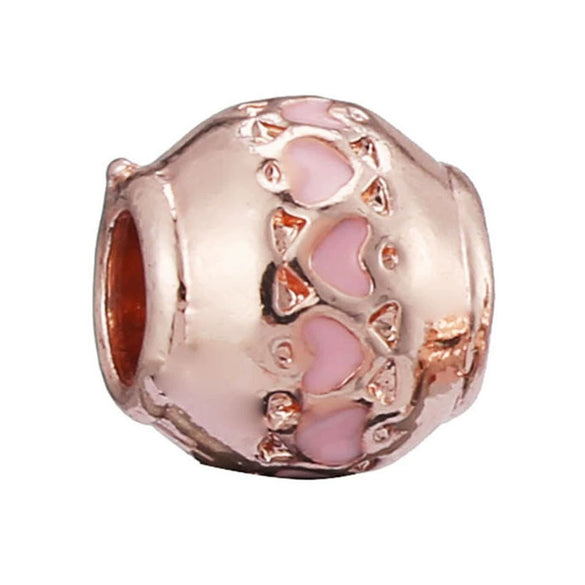 Wholesale Metal Beaded Jewelry With Totem Pattern And Electroplating Treatment Rose Gold Beads And Diamondembedded For Bracelet And Necklace Accessories