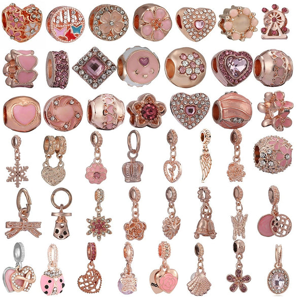 Wholesale Metal Beaded Jewelry With Totem Pattern And Electroplating Treatment Rose Gold Beads And Diamondembedded For Bracelet And Necklace Accessories