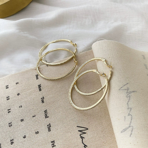 Wholesale Metal Big Earring With Geometric Pattern For Women Electroplated Light Luxury Exaggerated Earrings