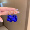 Wholesale Metal Blue Irregular Earrings With Silver Needle Pleated And Geometric Design Electroplated For Women