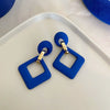 Wholesale Metal Blue Irregular Earrings With Silver Needle Pleated And Geometric Design Electroplated For Women