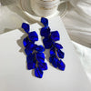 Wholesale Metal Blue Irregular Earrings With Silver Needle Pleated And Geometric Design Electroplated For Women