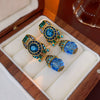Wholesale Metal Blue Irregular Earrings With Silver Needle Pleated And Geometric Design Electroplated For Women