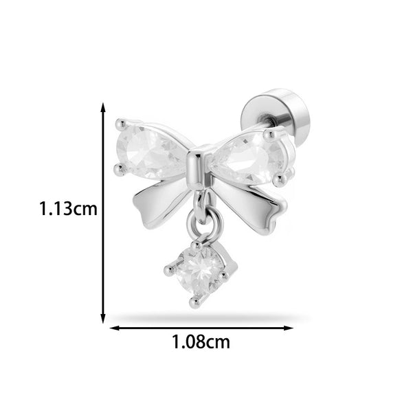 Wholesale Metal Bow Pendant Earrings Electroplated For Women