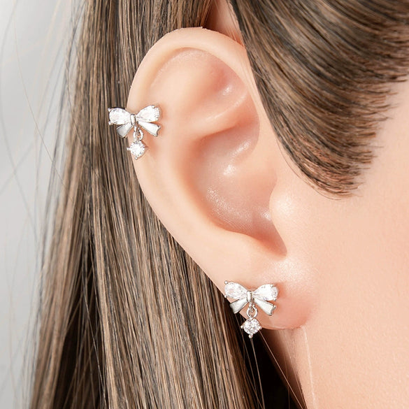 Wholesale Metal Bow Pendant Earrings Electroplated For Women