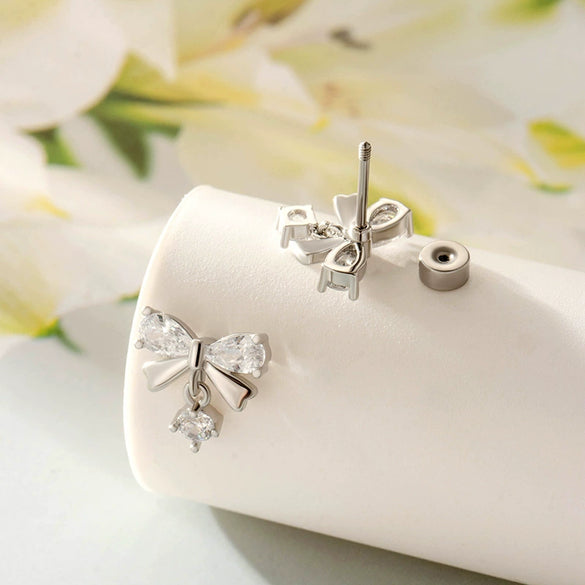 Wholesale Metal Bow Pendant Earrings Electroplated For Women