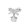Wholesale Metal Bow Star Pendant With Micropaved Zircon Electroplated For Women's Cartilage Piercing