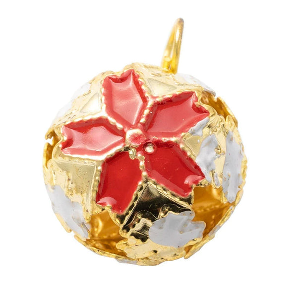 Wholesale Metal Bracelet With Color Hollow Flower Ball And Pet Bell Cloisonne And Electroplated Design