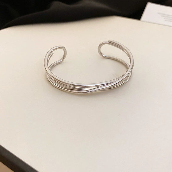 Wholesale Metal Bracelet With Geometric Style Electroplated For High End Feel Wide Edge Personality Exquisite Light Luxury Temperament