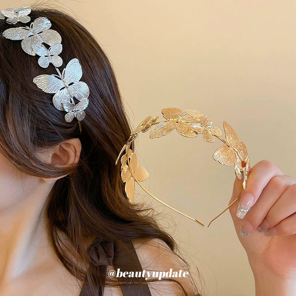 Wholesale Metal Butterfly Hairband With Simple Fashion Design And Electroplating Treatment For Women