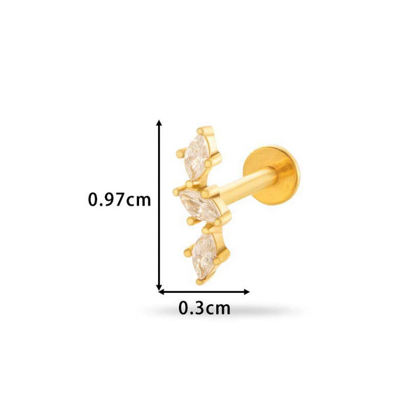 Wholesale Metal Butterfly Style Electroplated Puncture Ornaments For Women Inner Tooth Thread Flat Base Rod Lip Nail And Ear Bone Nail