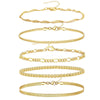 Wholesale Metal Chain Bracelet Copper Gold Plated Geometric Minimalist Unisex Ladies Jewelry Fivepiece Set