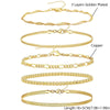 Wholesale Metal Chain Bracelet Copper Gold Plated Geometric Minimalist Unisex Ladies Jewelry Fivepiece Set