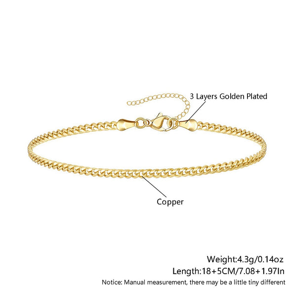 Wholesale Metal Chain Bracelet Copper Gold Plated Geometric Minimalist Unisex Ladies Jewelry Fivepiece Set