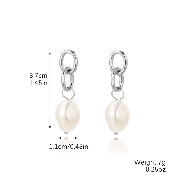 Wholesale Metal Chain Pearl Earrings With Electroplating Treatment Simple Fashion Retro Style For Women