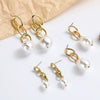 Wholesale Metal Chain Pearl Earrings With Electroplating Treatment Simple Fashion Retro Style For Women
