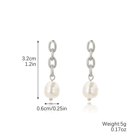 Wholesale Metal Chain Pearl Earrings With Electroplating Treatment Simple Fashion Retro Style For Women